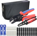 Solar PV Panel Crimping Tool Kit with Crimper Stripper and 10 Pairs Solar Connectors and 1Pair Solar Connector Spanner Wrench, Solar Crimper Tool works for AWG14-10,2.5/4/6mm²