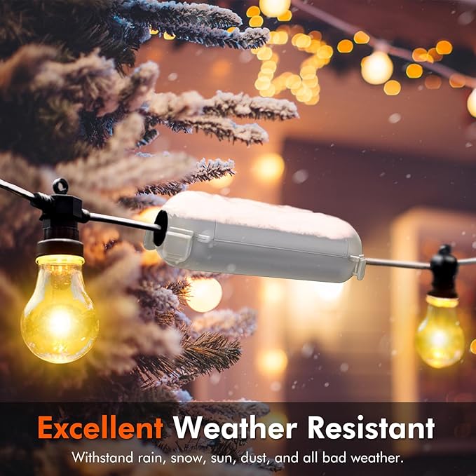 RESTMO 2 Pack Compact Outdoor Extension Cord Cover, IP44 Waterproof Box and Safety Housing Case, Ideal to Protect Outdoor Plugs, Electrical Connections, Holiday Decoration Lights, Light Gray