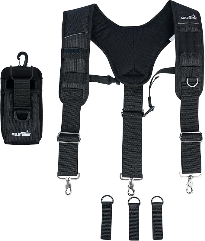 MELOTOUGH Tool Belt Suspenders Work Belt Suspenders for Men Big and Tall Construction Bag Suspenders Padded Work belt for Carpenter/Electrician/Roofing/Farmer work(Y Back)