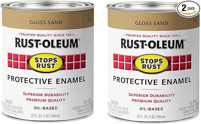 Rust-Oleum 7771502-2PK Stops Rust Brush On Paint, Quart, Gloss Sand, (Pack of 2)