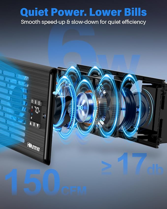 Hisummer Register Booster Fan for 4" x 10" Floor Register, Quiet 10-Speed Vent Fan Booster with Temp Sensor, 150 CFM Airflow, Improves Heating & Cooling, Remote Control, Only Fits 4x10 Duct Openings
