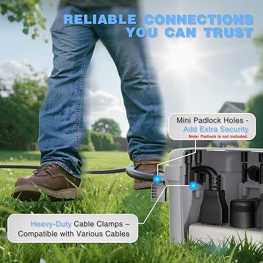 Flemoon [2 Pack] Outdoor Electrical Box Waterproof, Medium Weatherproof Electrical Box (11.5x5.2x4 inch) w/6 Cable Entry Ports, Extension Cord Cover for Power Strip, Plug, Holiday Light, Light Grey