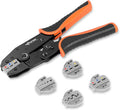 KF CPTEC 5PCS Ratchet Wire Crimping Tool Kit with Quick-Change Jaws for Heat Shrink, Insulated & Non-Insulated Connectors, Ferrules, Open Barrel, OT & UT Terminals – with Storage Case