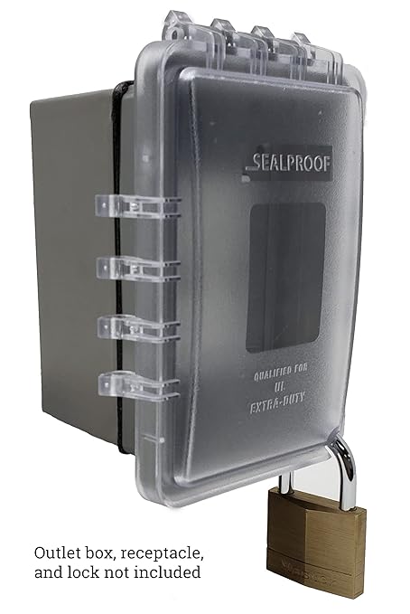 Sealproof Slim 1-Gang Weatherproof Shallow Outdoor Outlet Cover | Lockable, 18 Configurations, Low Profile, Plastic With Mounting hardware