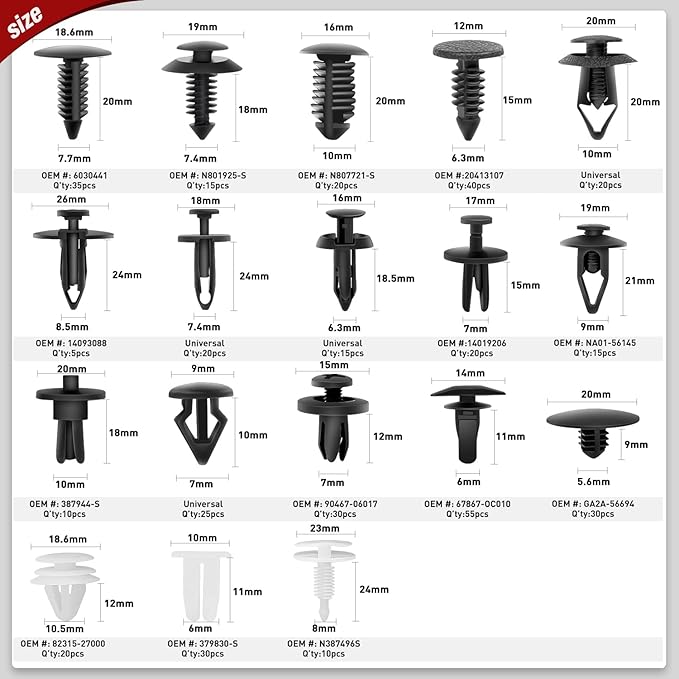 Nilight 820Pcs Car Push Retainer Clips & Auto Fasteners Assortment -36 Most Popular Nylon Bumper Fender Rivets and Remover for Ford GM Toyota Honda Chrysler BMW Benz Nissan Subaru Audi Mazda
