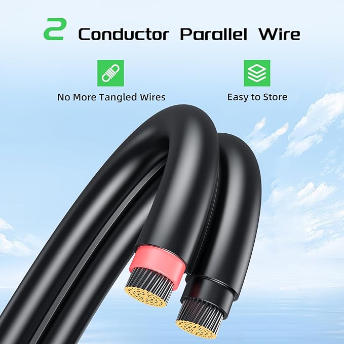 Bateria Power 20Ft 8AWG Solar Panel Extension Cable, 10mm² Twin Wire Conductor Parallel Solar Wire Adapter Kit with Waterproof Female & Male Solar Connectors for RV, Marine, Photovoltaic Systems