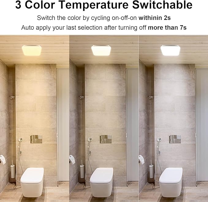 Bathroom Exhaust Fan with Light 110 CFM Quiet with Color Change, 3000K/4000K/5500K 1000LM Household Ventilation Fan Light Combo, Energy Saving Ceiling Mount Bathroom Extractor, Memory Function