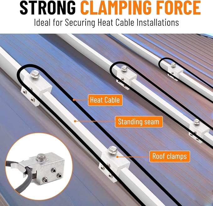 12PCS Standing Seam Roof Clamps, Metal Roof Fixing Clamps, Racking Bracket for Solar Panel Module Installation, Starlink Base, Heat Cable and Snow Guard Attachment