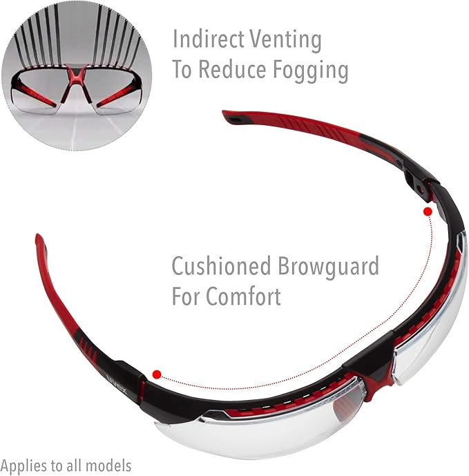 Honeywell Uvex Avatar Safety Glasses, Teal Frame with Clear Lens & HydroShield Anti-Fog Coating (S2880HS)