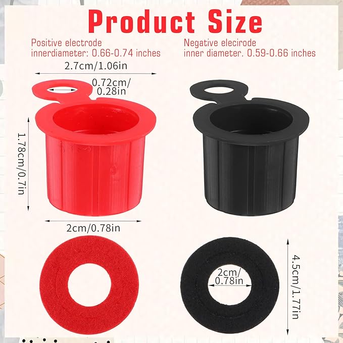 4 PCS Battery Terminal Covers, Top Post Plastic Battery Post Cap, Batterys Terminal Insulating Protector, Red & Black Rubber Insulating Caps with Washers