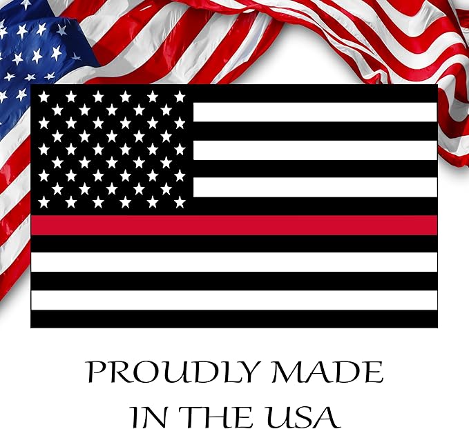 Large Firefighter Thin Red Line Flag Sticker Vinyl Decal for Car Truck Window Bumper Sticker Support for Firemen Fire Department (10x6 Inch)