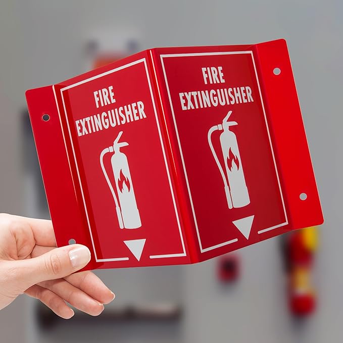 3D Fire Extinguisher Sign | Projecting Wall Mount Fire Safety Sign, 6" x 8" x 4"