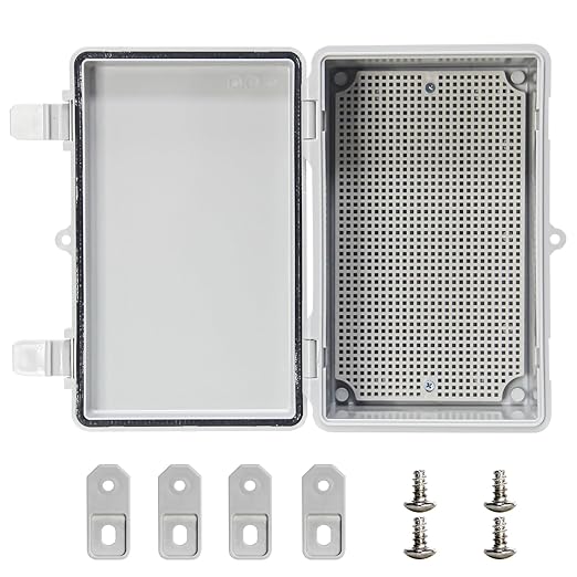 Electrical Junction Box, Outdoor Electrical Box Waterproof ABS Plastic Engineering Enclosure with Plastic Snap Gray Cover 10.2"x6.2"x5.1"