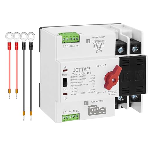 JOTTAELE Automatic Transfer Switch,2P 100A 110V 50/60Hz,Single Phase ATS for Generator