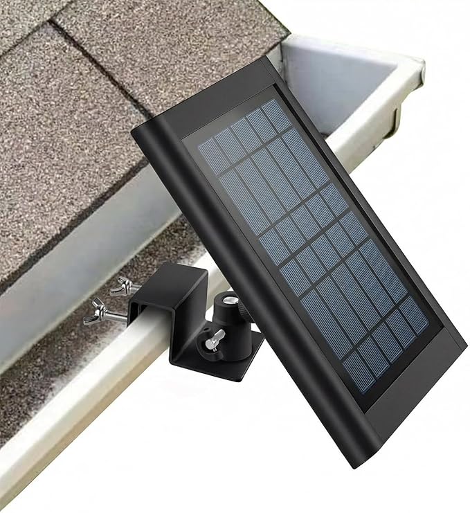 ALERTCAM Gutter Mount for Solar Panel, Adjustable Weatherproof Aluminum Alloy Mount Bracket, Perfect Angle to Get Adequate Sunlight (Black)
