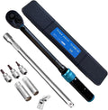 3/8" Drive Click Torque Wrench Set, 7.37~44.27 Ft-Lb/10-60 Nm, Magnetic Spark Plug Socket Set, ±3% Accuracy, 72-Tooth Dual Range Scales Torque Wrench for Bike, Motorcycle, Car