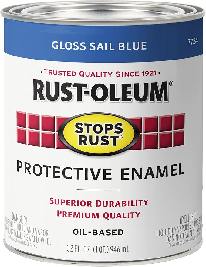 Rust-Oleum 7724502-2PK Stops Rust Brush On Paint, Quart, Gloss Sail Blue, 2 Pack