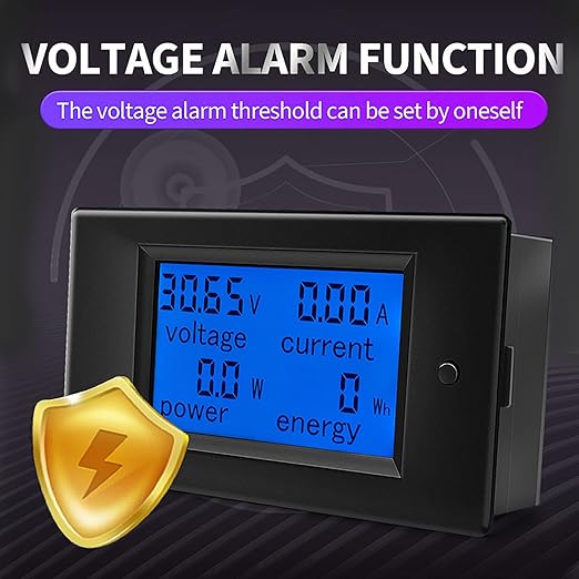 DC Multifunction Battery Monitor Meter, 6.5-100V, 0-100A (Widely Applied to 12V/24V/48V RV/Car Battery) LCD Display Digital Current Voltage Solar Power Meter Multimeter Voltmeter Ammeter