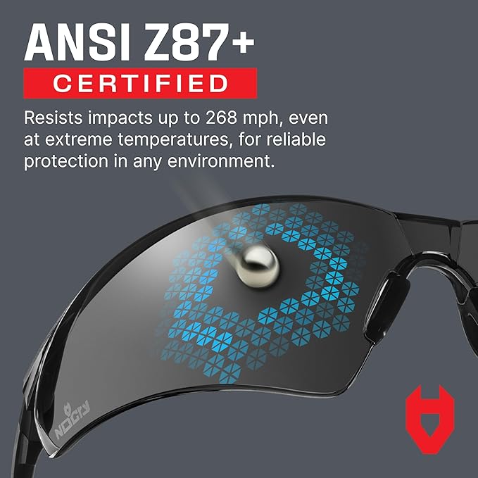 NoCry Anti-Fog Safety Sunglasses for Men with Scratch Resistant Lenses — Tinted Safety Glasses with 100% UV Protection — ANSI Z87.1 Work Sunglasses for Men with Adjustable Temples & Nose Pad (10 pack)