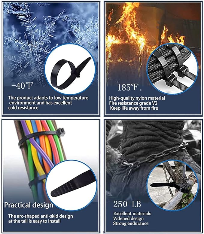 Extra long zip ties 36 inch black Large cable ties heavy duty outdoor use 250 lbs thick Nylon plastic Zipties 20pcs