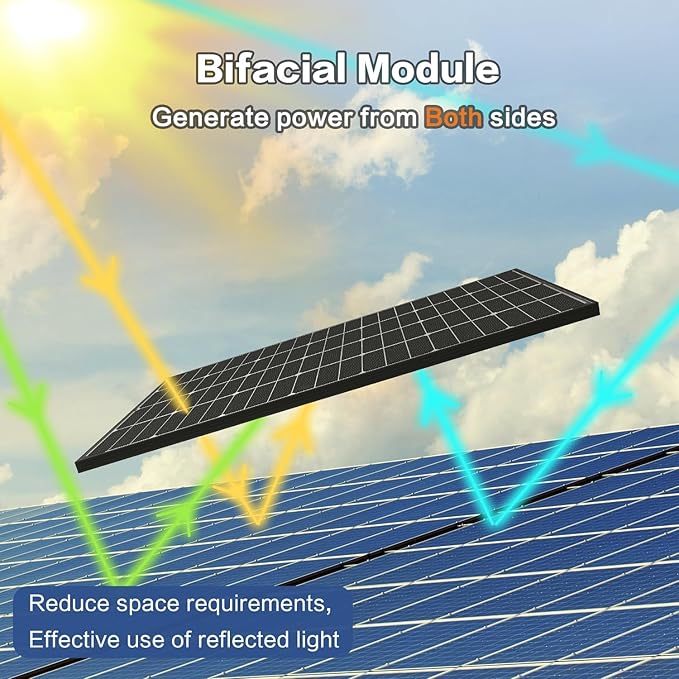 JJN Bifacial 400 Watt Solar Panel, 16BB N-Type 2 Pcs 200W 12V 25% High Efficiency 400W Solar Panels, Monocrystalline Solar Module for RV Home Farm Trailer Camper Marine Off-Grid Solar System