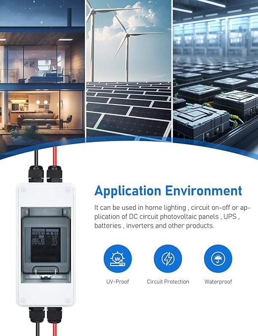 DIHOOL Disconnect Switch 40 Amp DC Circuit Breaker Box, Solar Panel Junction Box 1000V