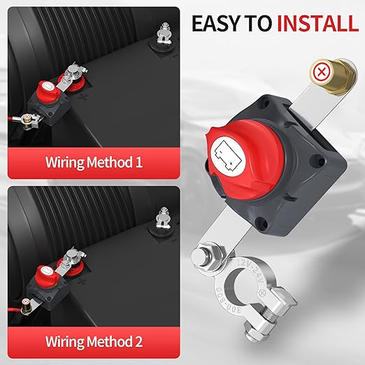 Top Post Battery Disconnect Switch 12V-48V Battery Disconnect Switch 12 Volt Waterproof Cut Off Switch Positive On/Off for Marine Car RV Boat ATV UTV Vehicles