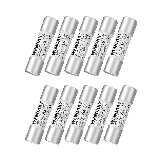 Wengart Solar Fuses WGPV-30,DC1000V 25Amp,10x38mm,I133kA,Fast Photovoltaic Fuses for Solar Photovoltaic Applications,10pcs