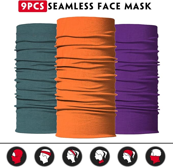 Venswell Neck Gaiter Face Mask Men Women,Seamless Bandana Rave Face Cover Scarf Mask,Balaclava,Headband, Head Wrap,Headwear
