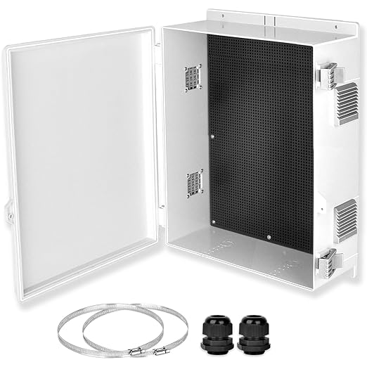 Outdoor Electrical Junction Box, Ventilation and Heat Dissipation ABS Plastic Project Enclosure with Internal Mounting Panel 18.1"x 12.6"x 6.3"