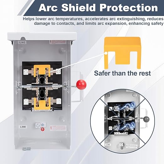 100A Generator Transfer Switch, 24000W Universal Double Throw Safety Switch, 120/240V Manual Transfer Switch with Arc Shield, Indoor/Outdoor Use, NEMA 3R Compliant
