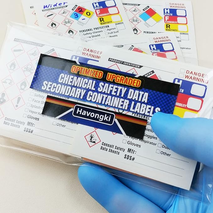 2-1/2'' x 2-1/2'', Optimized GHS Labels Hazardous Chemical Safety Data Stickers - HAZCOM Secondary Container HMIS OSHA MSDS Hazard NFPA SDS MSD Hazmat Sheet