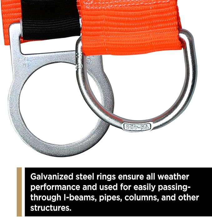 AFP 3’ Cross Arm Strap Premium Heavy-Duty Pass-Through Double Steel Ring, Safety Fall Protection Anchorage Connector (OSHA/ANSI) PPE 2 Pack