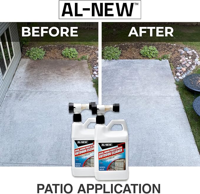 AL-NEW Outdoor Cleaner | Versatile Outdoor Cleaner 64oz Hose End Sprayer (Pack of 2) (Deck, Wood Fence, & Patio Outdoor Cleaner)