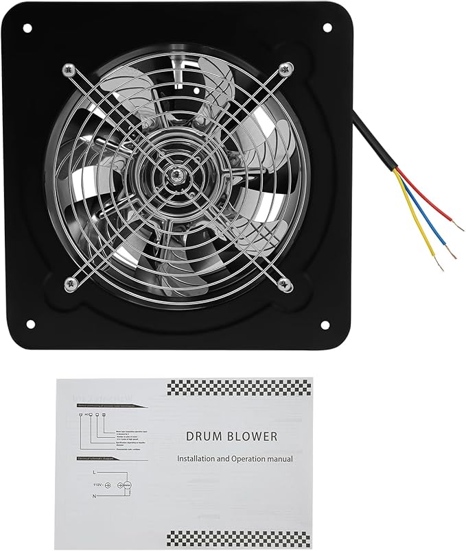 8 Inch Exhaust Fan, 110V 80W Industrial Axial Flow Fan Portable Ventilation Fan with Backdraft Damper, Wall Mount Utility Blower Ventilator Extractor for Garage Shops Kitchen, 2600RPM