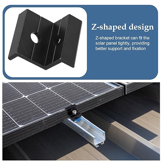10pcs Solar Panel End Clamps for Unistrut Standard, 30mm/35mm Solar Panel Brackets with Nuts Bolts, Aluminum Alloy Mounting Rail Kit for Metal Tin Flat Sheet Roof Mount (Black)