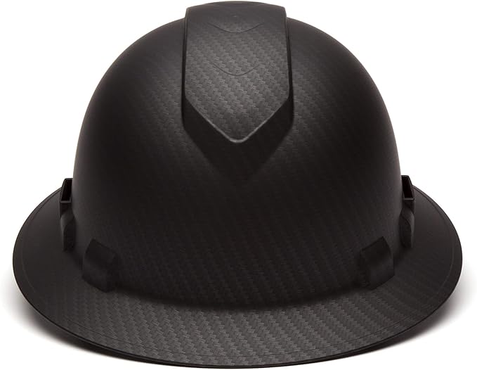 Pyramex Ridgeline Full Brim Hard Hat 4 Point Ratchet Vented Matte Black Graphite Pattern