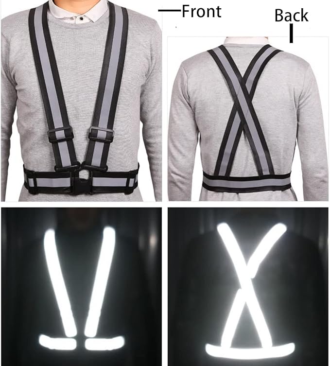 Reflective Safety Vest 2pcs - High Visibility Vest Adjustable Straps for Outdoor Jogging, Cycling, Walking and Riding
