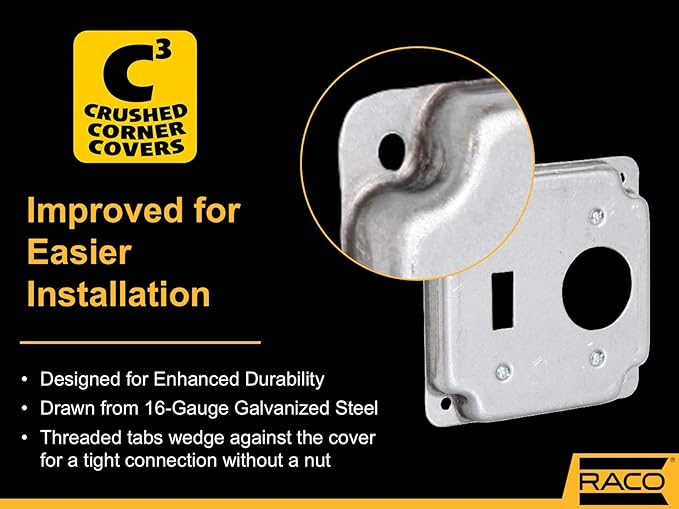 4 in. Square Cover, Exposed Work, Toggle Switch/1.406 in. Dia. Receptacle