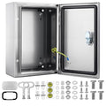 QILIPSU 304 Stainless Steel Electrical Box IP65 Waterproof Steel Project Enclosure Lockable Weatherproof Electric Junction Box for Indoor & Outdoor Use 14"x10"x6"