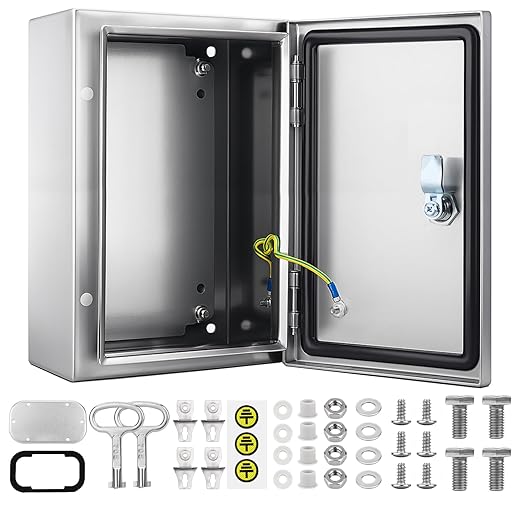 QILIPSU 304 Stainless Steel Electrical Box IP65 Waterproof Steel Project Enclosure Lockable Weatherproof Electric Junction Box for Indoor & Outdoor Use 14"x10"x6"