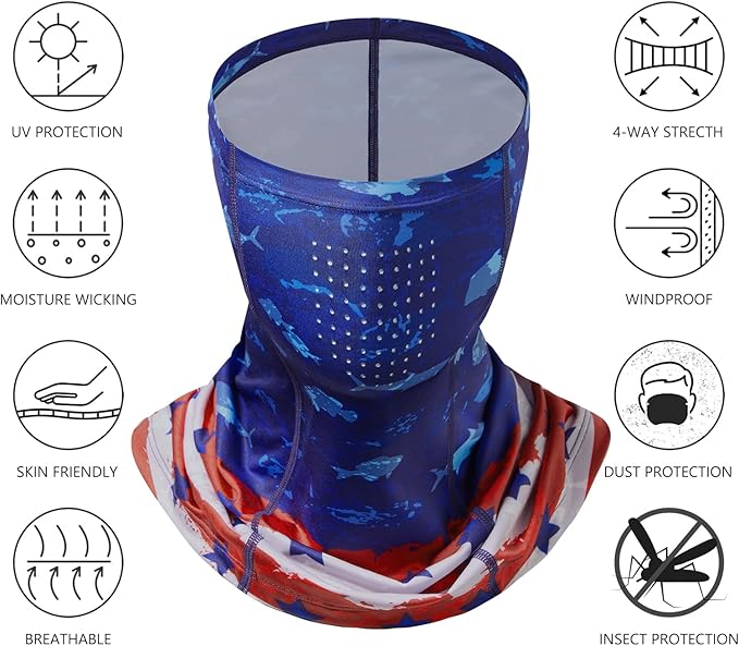 BASSDASH Neck Gaiter Mask UPF 50 Sun Protection for Men & Women, Fishing, Hiking, Outdoor