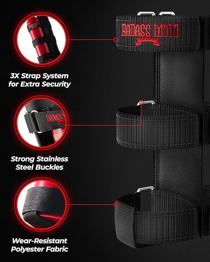 Badass Moto for Jeep Fire Extinguisher Mount. Offroad Roll Bar Extinguisher Holder. Off Road Vehicle Accessories Wrangler Camping Kit Gear. Fits 1965-2025 Jeep JL JK JKU TJ CJ JL Bronco - 2 Pack