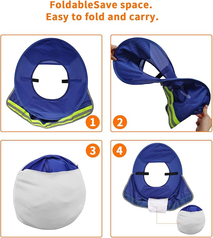 4 Pack Sun Shade Full Brim, Visor Mesh Neck Sun Shield with Reflective Strips Neck Sunshade Cover, Accessories (Blue)