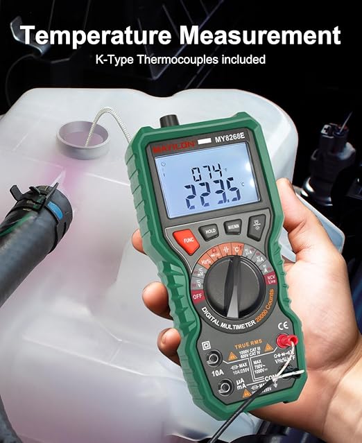 Multi Meter Digital Multimeter 20000 Counts Auto Ranging, Voltmeter for Voltage Current Resistance Diodes Continuity Frequency Duty Cycle Capacitance Temperature NVC Live