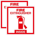 2 PCS Fire Extinguisher Inside Sign Stickers,Self Adhesive Vinyl Safety Label Waterproof, Fade and Scratch Resistant, Suitable for Indoor and Outdoor,Red on White