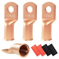4pcs 2/0 Awg(00 Guage) - 3/8" Sanuke Wire Lugs Ring Terminal Connectors Ends Heavy Duty for Battery Cable Lug Wire Electrical Eyelets with 3:1 Dual Wall Adhesive Heat Shrink