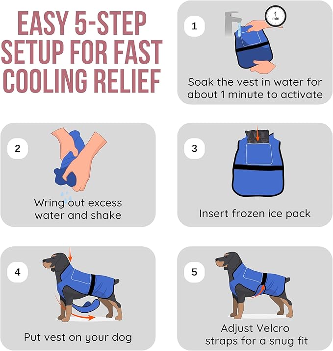 Dog Cooling Vest with Ice Pack – 2-Layer Evaporative Cooling Jacket with High Collar, UV Protection & Size-Matched Ice Pack – Cooling Vest for Dogs for Hot Weather (Pink Floral, Medium)