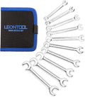 Mini Double Open End Wrench Set Metric 10 Pcs 4mm to 11mm with Portable Storage Pouches Mirror Chrome Finish Super Thin Open Ended Spanner Double Angle Head for Small Fasteners