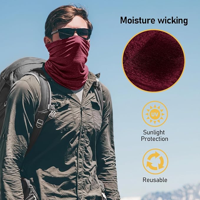 TICONN Neck Gaiter Face Cover Scarf, Neck Warmer Breathable Sun & Wind-proof for Skiing Fishing Hiking Cycling